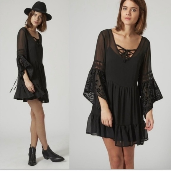 Band of Gypsies Sheer Ruffle Dress w/Neck Laces - Picture 1 of 11